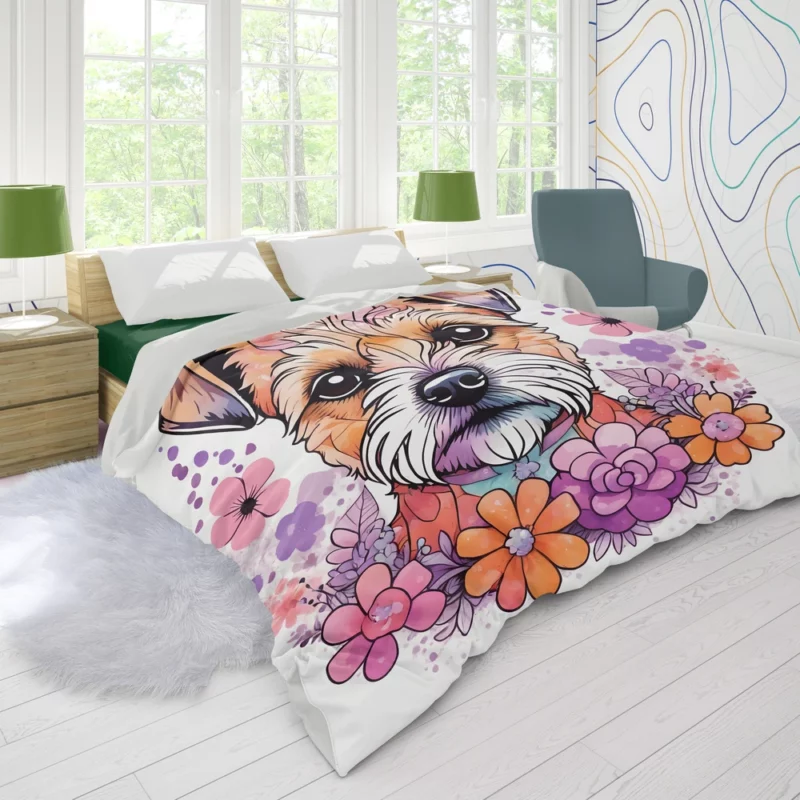 Charming Border Terrier Dog Charm Duvet Cover