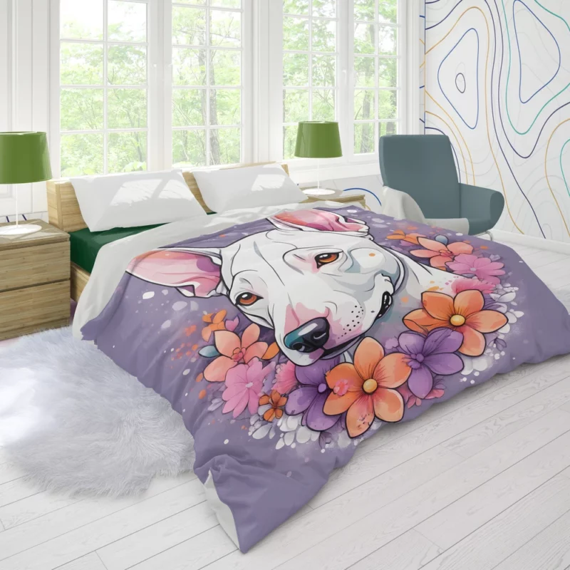 Charming Bull Terrier Dog Charm Duvet Cover