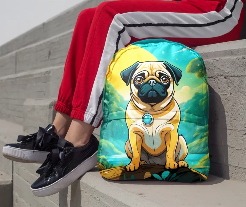 Charming Pug Delightful Dog Friend Minimalist Backpack 1