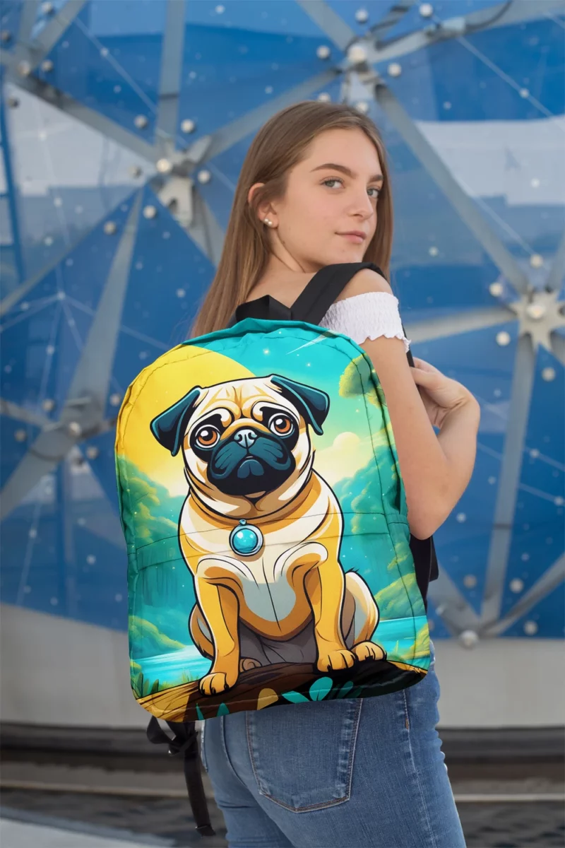 Charming Pug Delightful Dog Friend Minimalist Backpack 2