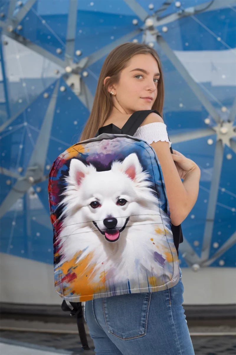 Cheerful American Eskimo Charm Dog Delight Minimalist Backpack 2