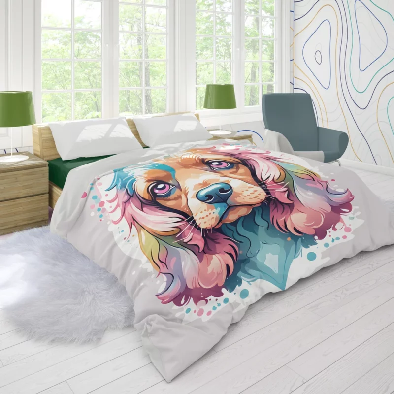 Cocker Spaniel Pup Teen Birthday Surprise Duvet Cover