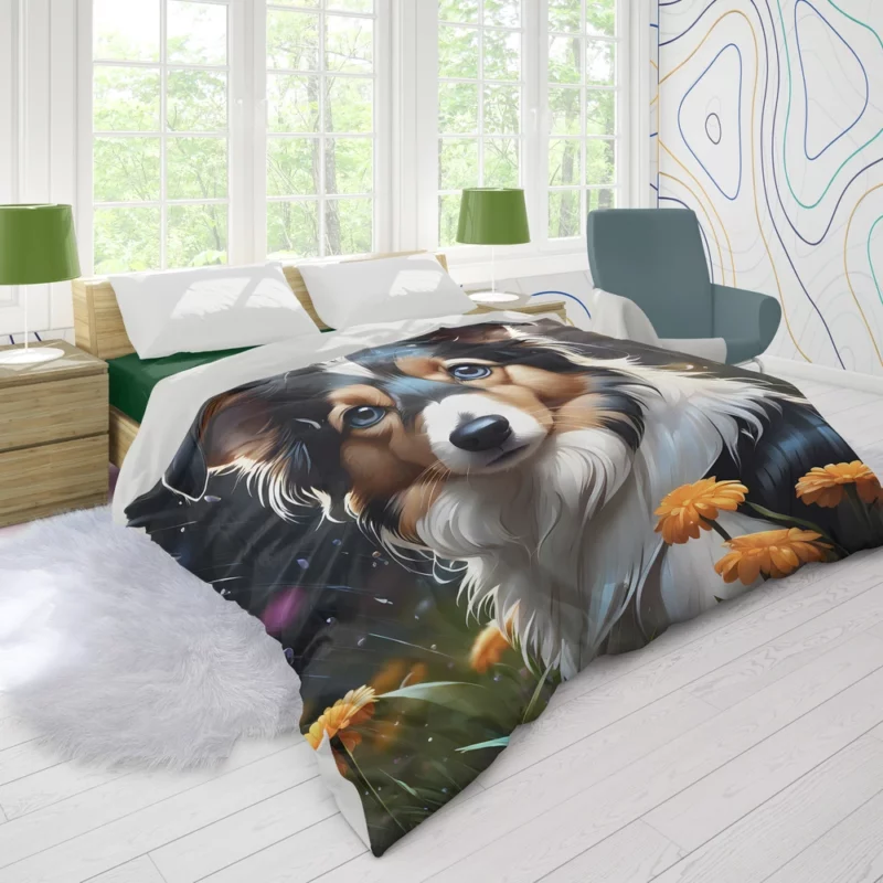 Collie Rough and Smooth Pup Teen Birthday Surprise Duvet Cover