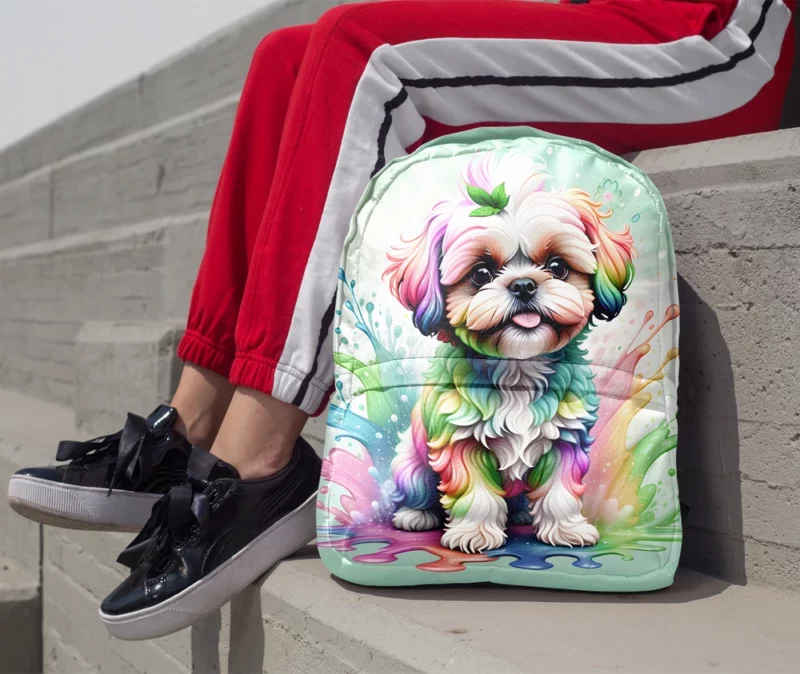 Curly Companion Shih-Poo Dog Minimalist Backpack 1