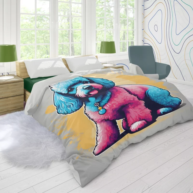 Curly Friend Poodle Dog Charm Duvet Cover