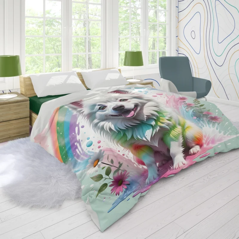 Dog Arctic Friend American Eskimo Duvet Cover