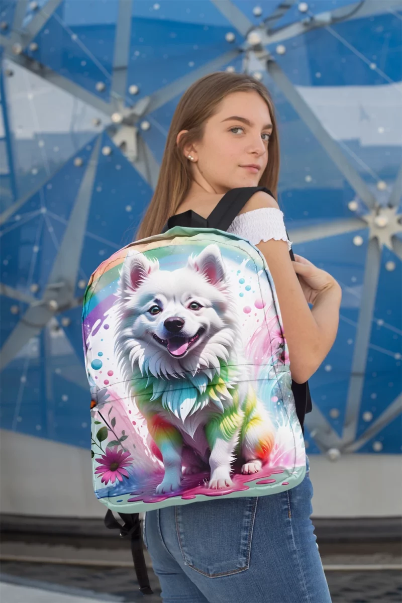 Dog Arctic Friend American Eskimo Minimalist Backpack 2