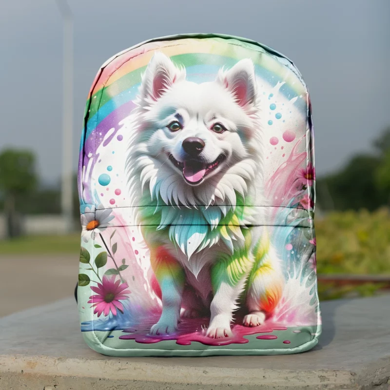 Dog Arctic Friend American Eskimo Minimalist Backpack