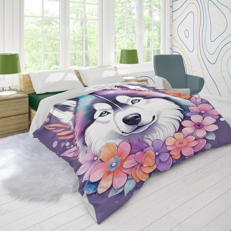 Dog Arctic Warrior Alaskan Malamute Duvet Cover