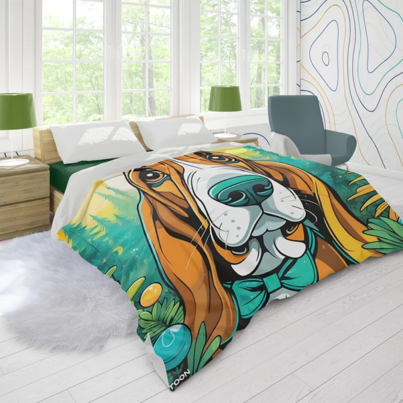 Dog Droopy Hunter Basset Hound Duvet Cover