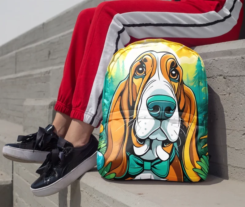 Dog Droopy Hunter Basset Hound Minimalist Backpack 1