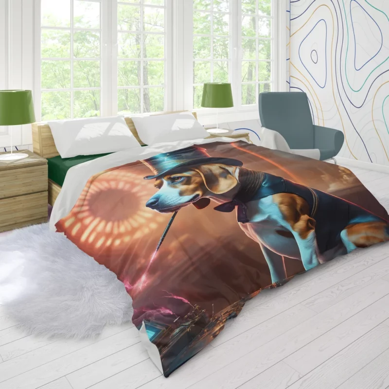 Dog Energetic Explorer Beagle Joy Duvet Cover