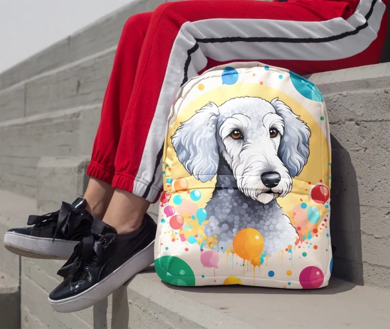 Dog Fluffy Friend Bedlington Terrier Minimalist Backpack 1