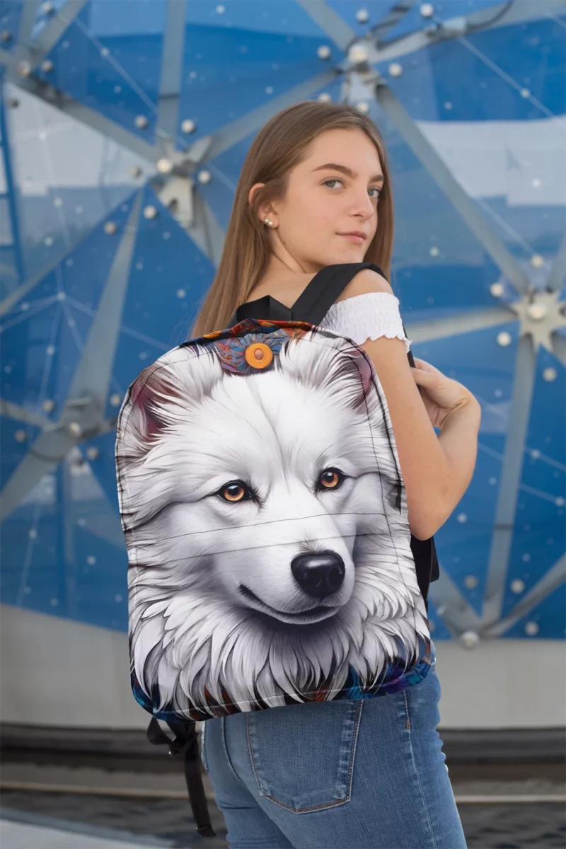 Dog Fluffy Pal American Eskimo Minimalist Backpack 2