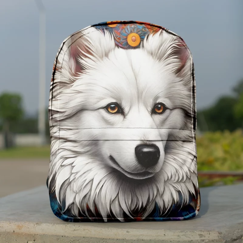 Dog Fluffy Pal American Eskimo Minimalist Backpack