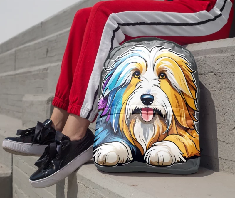 Dog Fluffy Pal Bearded Collie Minimalist Backpack 1