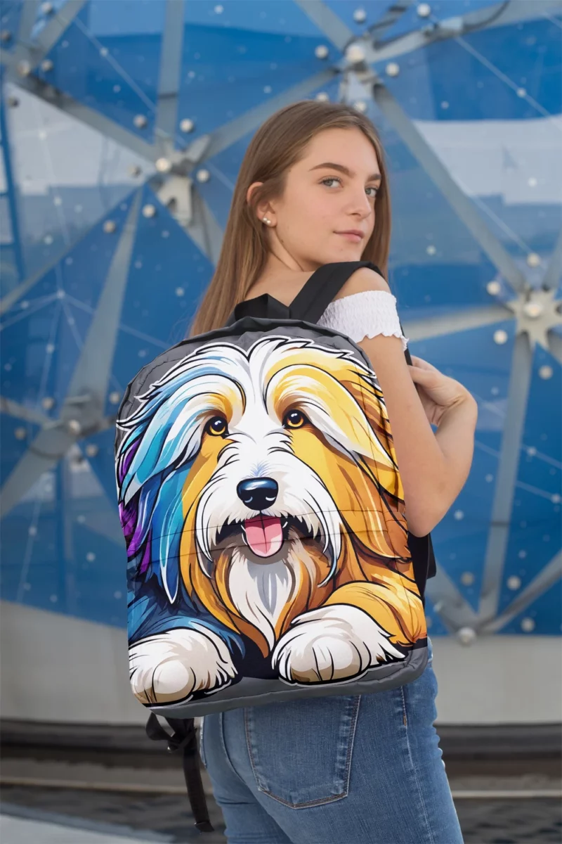 Dog Fluffy Pal Bearded Collie Minimalist Backpack 2