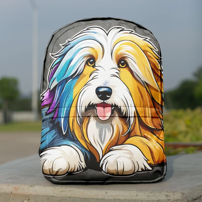 Dog Fluffy Pal Bearded Collie Minimalist Backpack