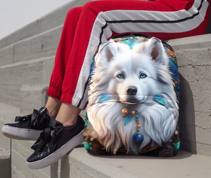 Dog Frosty Companion American Eskimo Minimalist Backpack 1