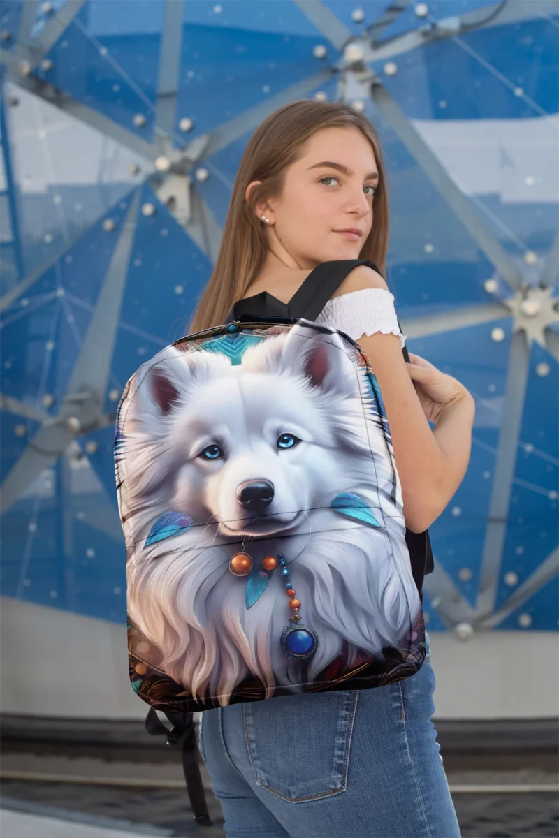 Dog Frosty Companion American Eskimo Minimalist Backpack 2