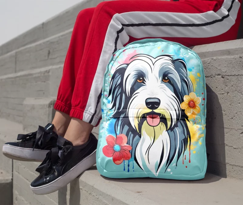 Dog Furry Charm Bearded Collie Minimalist Backpack 1