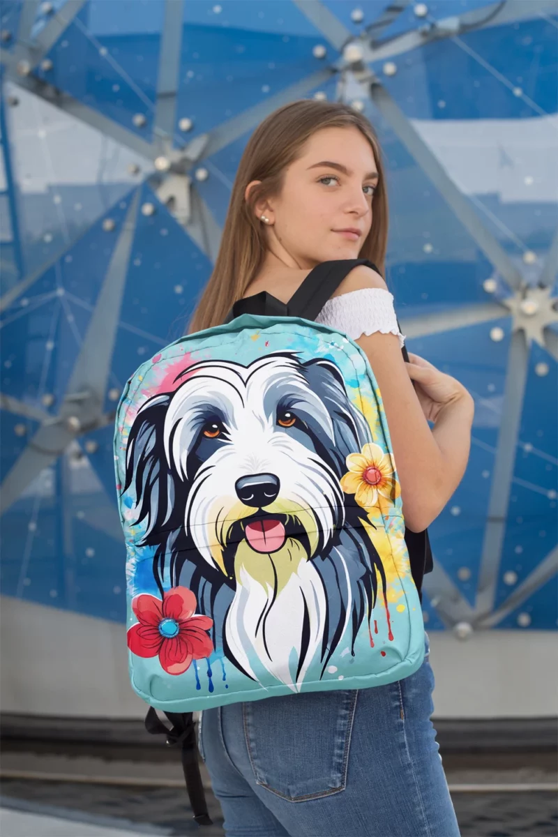 Dog Furry Charm Bearded Collie Minimalist Backpack 2