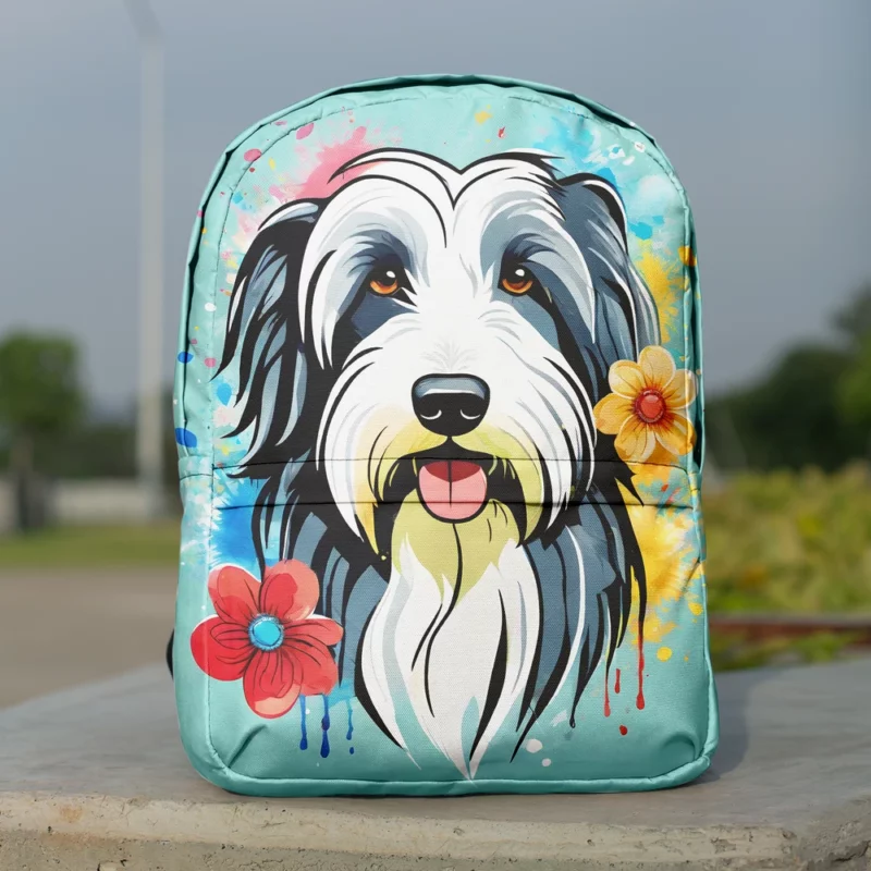 Dog Furry Charm Bearded Collie Minimalist Backpack