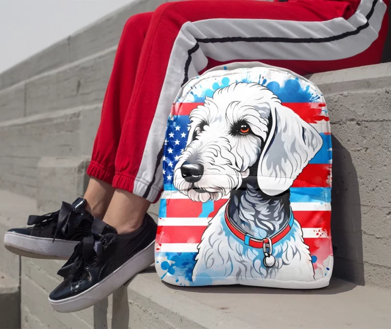 Dog Furry Charm Bedlington Terrier Minimalist Backpack 1