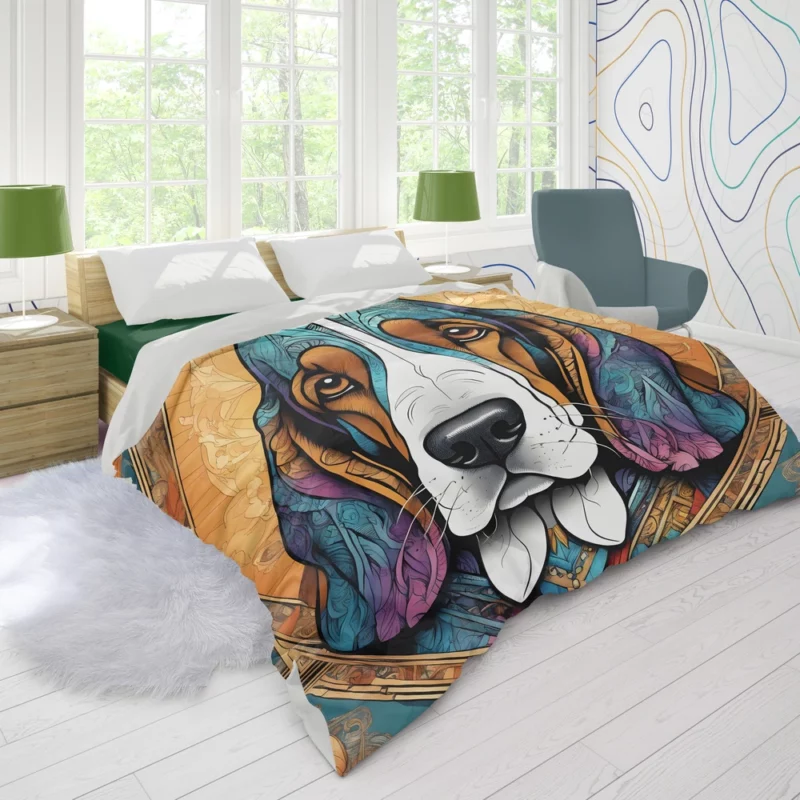 Dog Loyal Guardian Basset Hound Duvet Cover