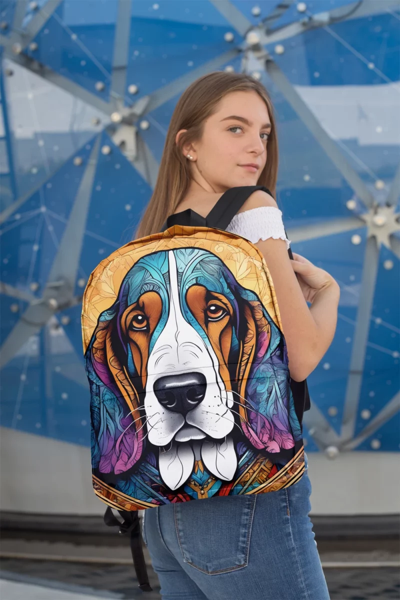 Dog Loyal Guardian Basset Hound Minimalist Backpack 2