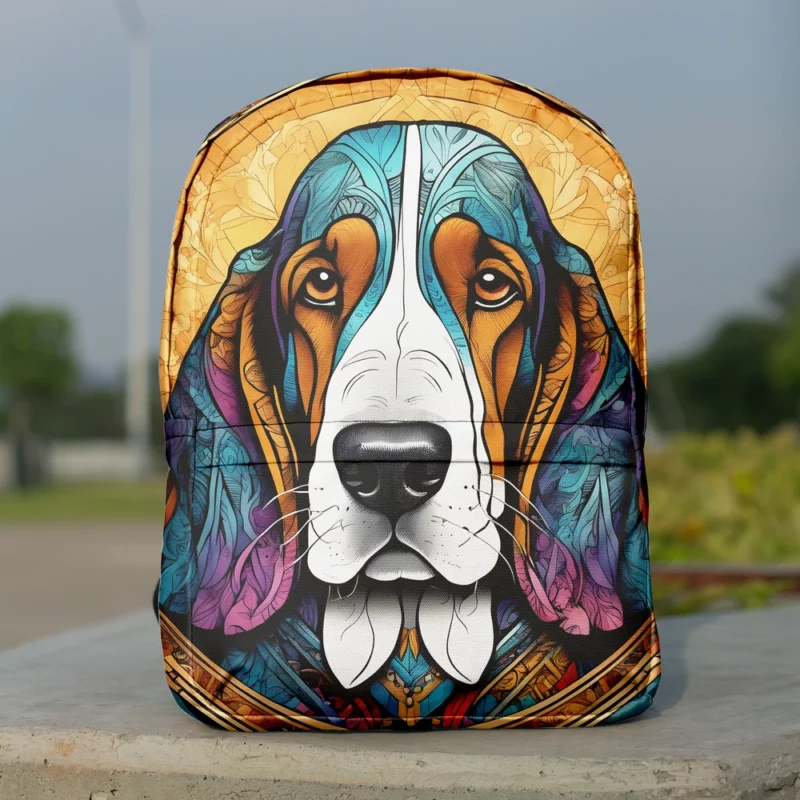 Dog Loyal Guardian Basset Hound Minimalist Backpack