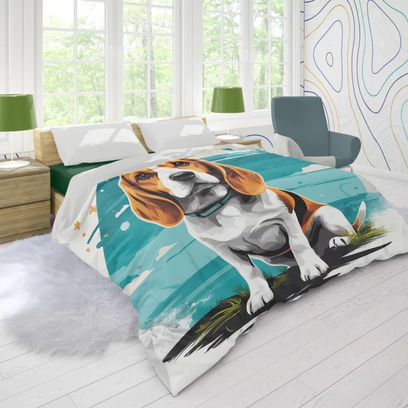 Dog Playful Companion Beagle Joy Duvet Cover