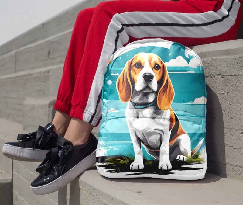 Dog Playful Companion Beagle Joy Minimalist Backpack 1