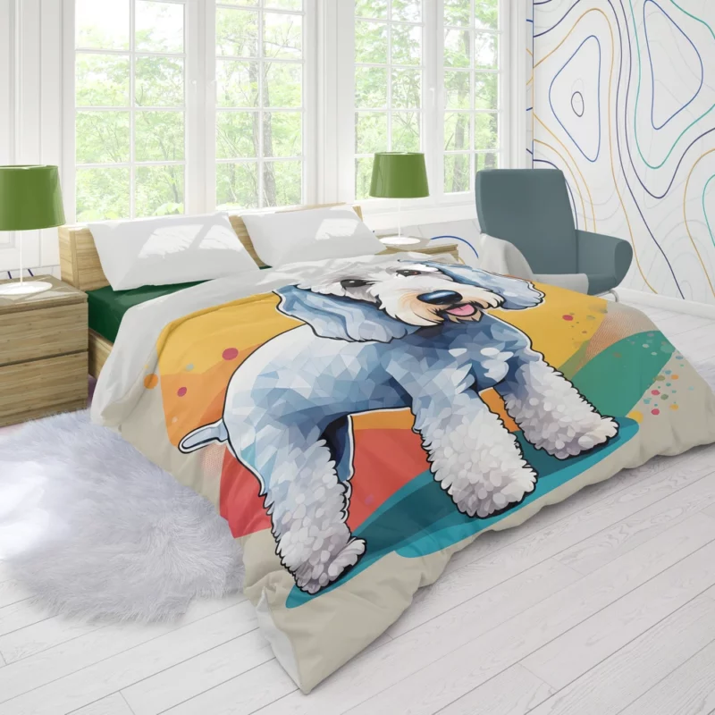 Dog Playful Companion Bedlington Terrier Charm Duvet Cover