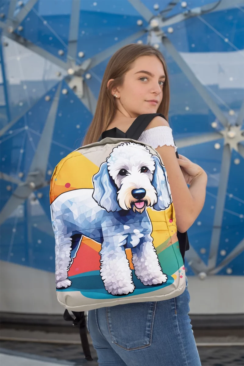 Dog Playful Companion Bedlington Terrier Charm Minimalist Backpack 2