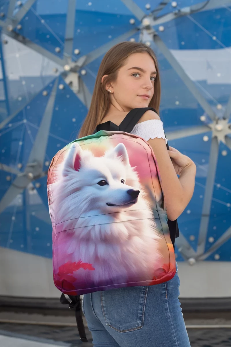 Dog Snowy Charmer American Eskimo Minimalist Backpack 2