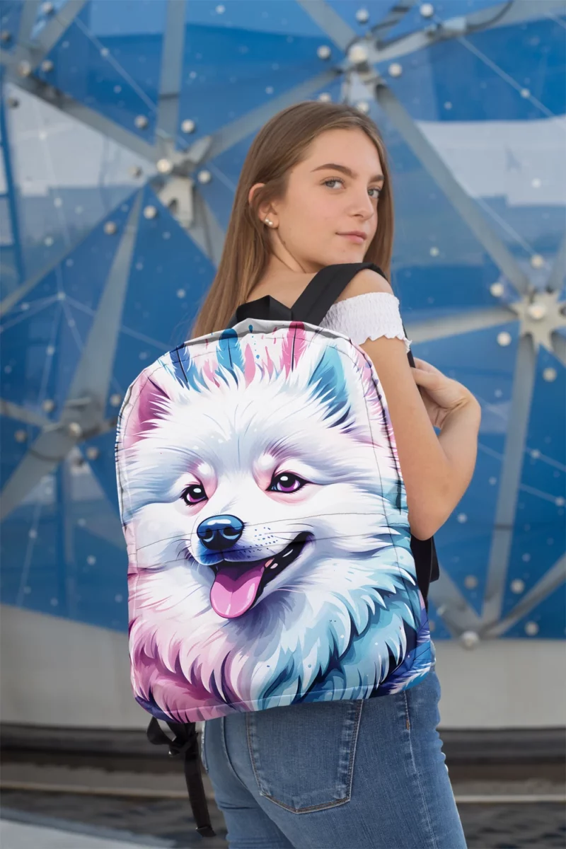 Dog Snowy Guardian American Eskimo Minimalist Backpack 2