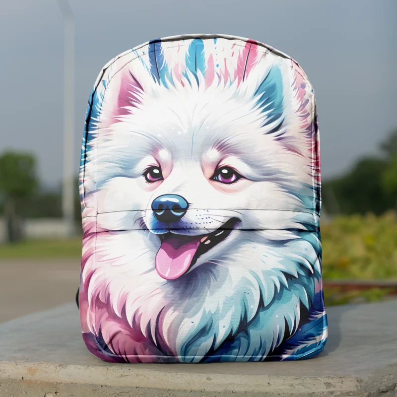 Dog Snowy Guardian American Eskimo Minimalist Backpack