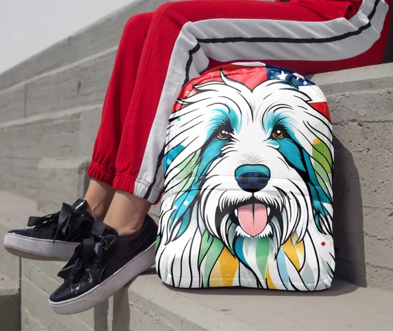 Dog Trusty Companion Bearded Collie Minimalist Backpack 1