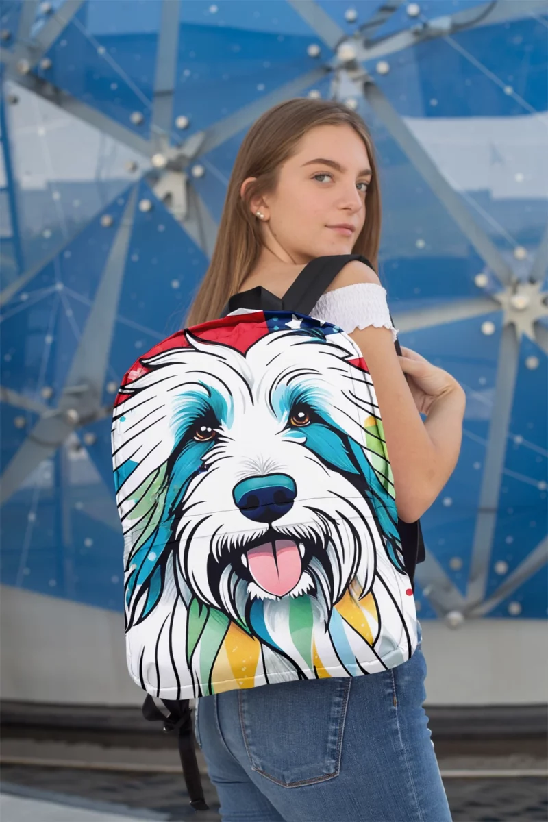 Dog Trusty Companion Bearded Collie Minimalist Backpack 2