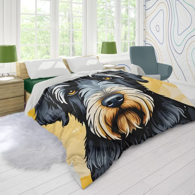 Dynamic Black Russian Terrier Dog Performer Duvet Cover