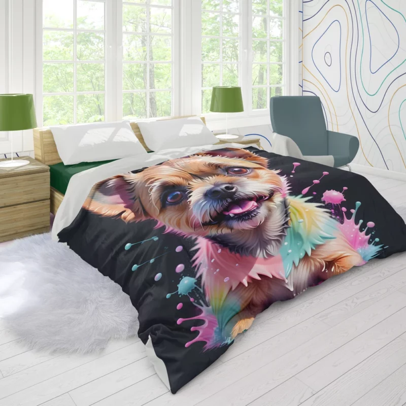 Dynamic Border Terrier Dog Performer Duvet Cover