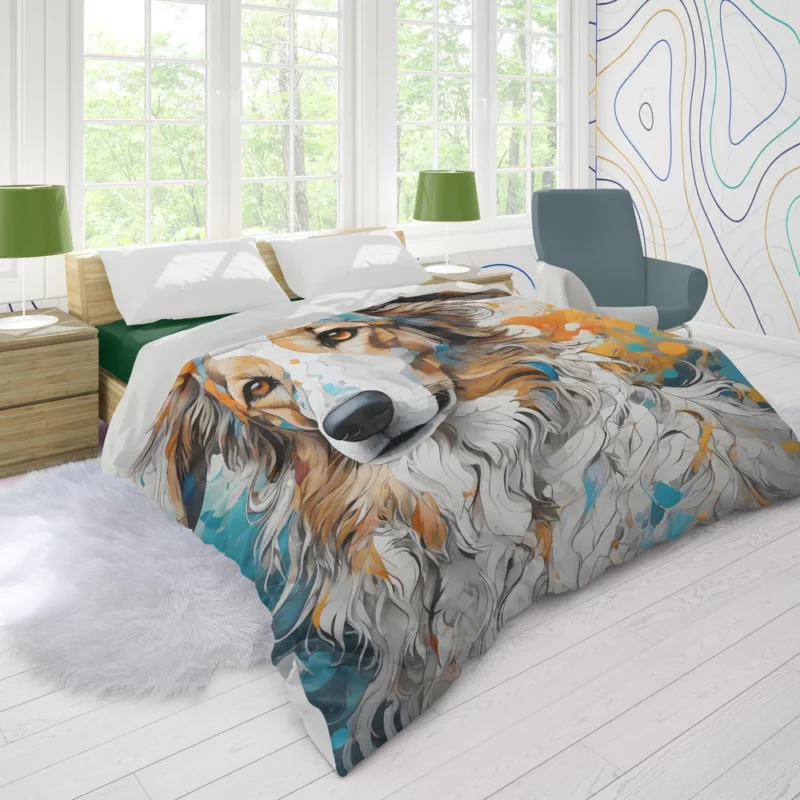 Dynamic Borzoi Dog Performer Duvet Cover