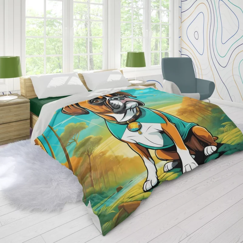 Dynamic Boxer Dog Performer Duvet Cover