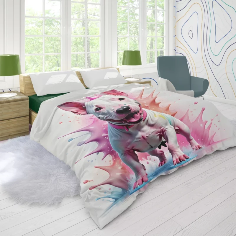 Dynamic Bull Terrier Dog Performer Duvet Cover