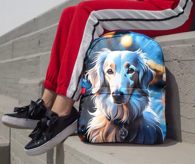 Elegant Borzoi Dog Enthusiast Minimalist Backpack 1