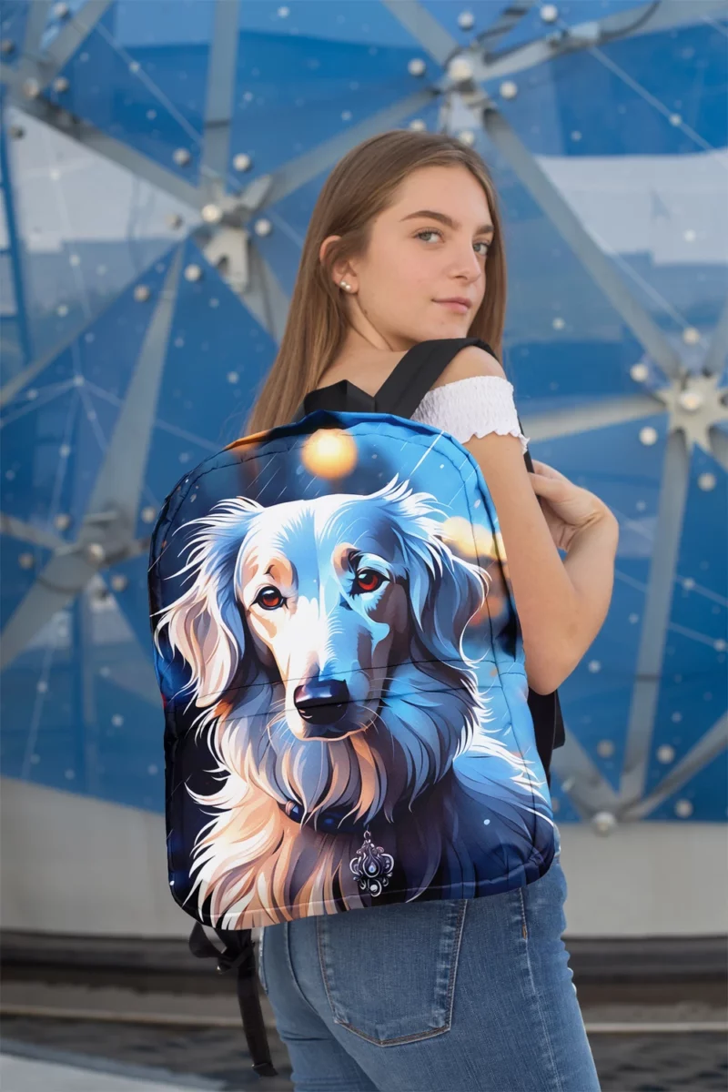 Elegant Borzoi Dog Enthusiast Minimalist Backpack 2