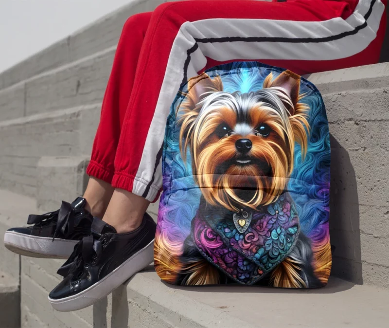 Elegant Joy Playful Yorkshire Terrier Companion Minimalist Backpack 1