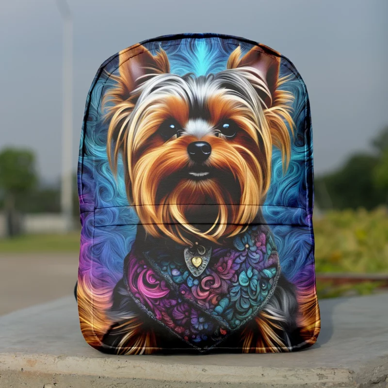 Elegant Joy Playful Yorkshire Terrier Companion Minimalist Backpack