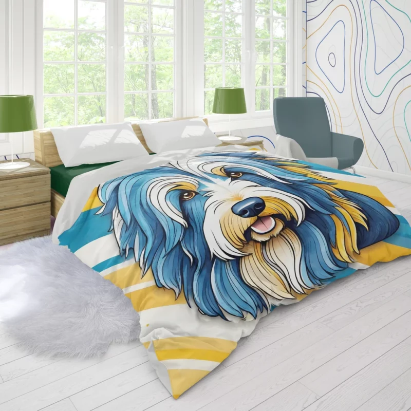 Energetic Bearded Collie Explorer Dog Joy Duvet Cover